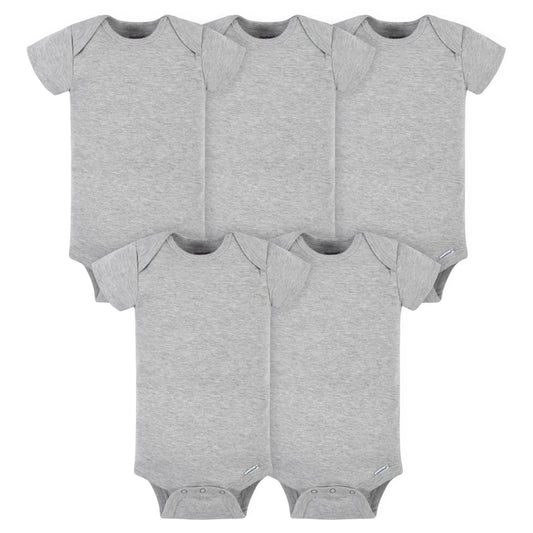 5-Pack Baby Neutral Gray Heather Ribbed Onesies® Bodysuits
